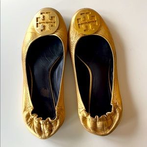 Gold Tory Burch flats